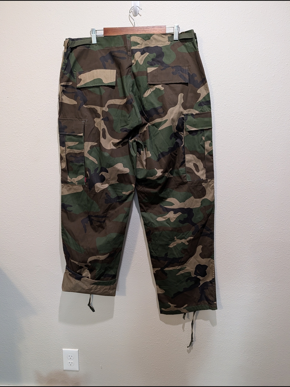 Storm F-16C Woodland Camo Tactical Cargo Pants XL Military Style Drawstring - Picture 3 of 8